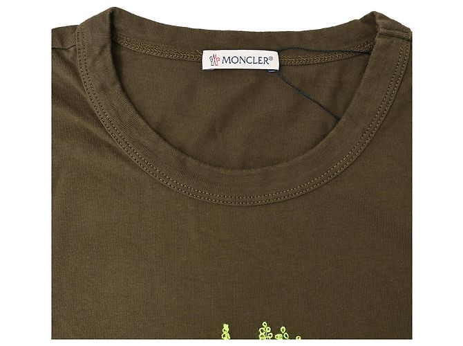 Camiseta Moncler com logo em algodão verde - vista 9