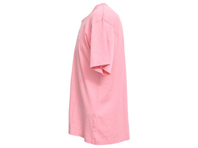 T-shirt Acne Studios Face-Patch Crew Neck in cotone rosa - vista 2