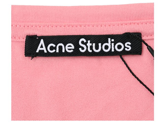 T-shirt Acne Studios Face-Patch Crew Neck in cotone rosa - vista 4