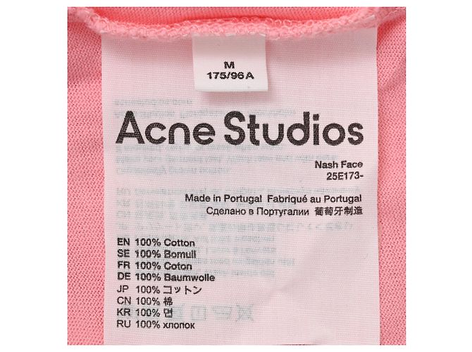 T-shirt Acne Studios Face-Patch Crew Neck in cotone rosa - vista 5