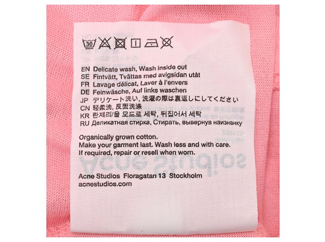 T-shirt Acne Studios Face-Patch Crew Neck in cotone rosa - vista 6