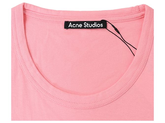 T-shirt Acne Studios Face-Patch Crew Neck in cotone rosa - vista 7