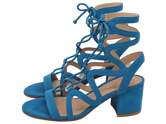 Sandali Artemis con lacci di Gianvito Rossi in scamosciato blu Blu chiaro - vista 4