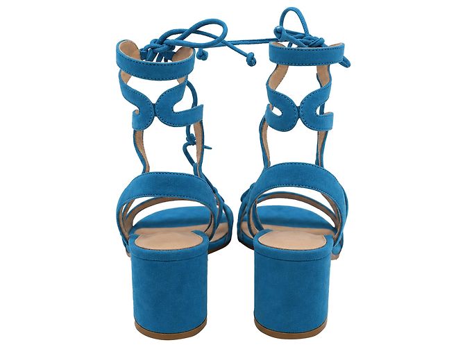 Sandali Artemis con lacci di Gianvito Rossi in scamosciato blu Blu chiaro - vista 5
