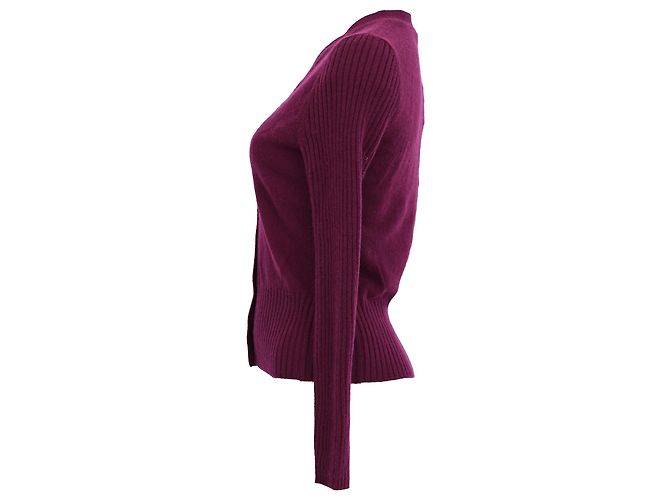 Tory Burch V-Ausschnitt Cardigan aus Kaschmir in Burgundy Rot Bordeaux - Ansicht 2