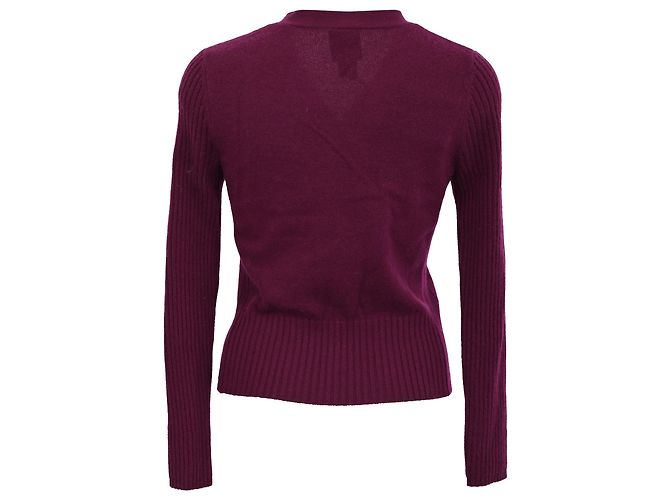 Tory Burch V-Ausschnitt Cardigan aus Kaschmir in Burgundy Rot Bordeaux - Ansicht 3