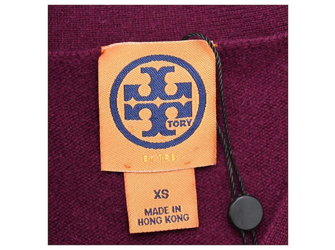 Tory Burch V-Ausschnitt Cardigan aus Kaschmir in Burgundy Rot Bordeaux - Ansicht 4