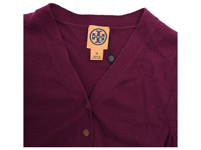 Tory Burch V-Ausschnitt Cardigan aus Kaschmir in Burgundy Rot Bordeaux - Ansicht 6