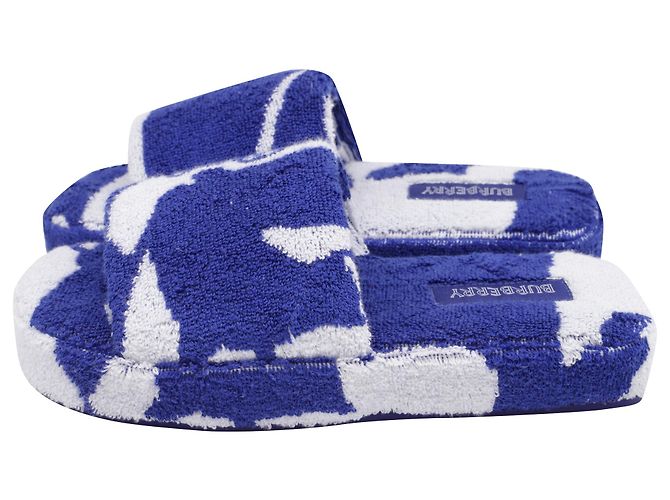 Pantofole Snug in spugna Burberry in cotone blu - vista 4