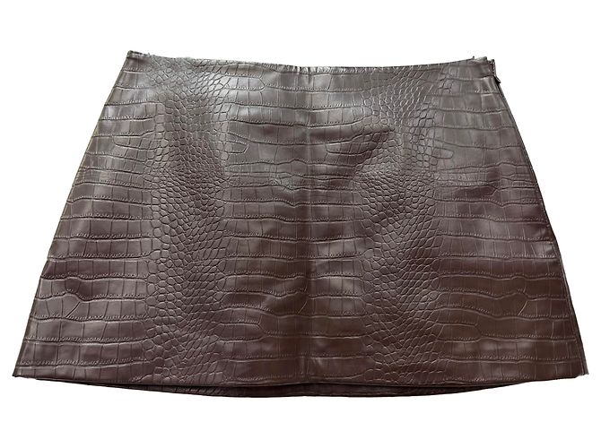 Autre Marque Minifalda con efecto cocodrilo de The Frankie Shop en piel sintética marrón - vista 2