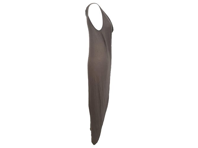 Abito midi drappeggiato con scollo a V Rick Owens in cotone grigio - vista 2