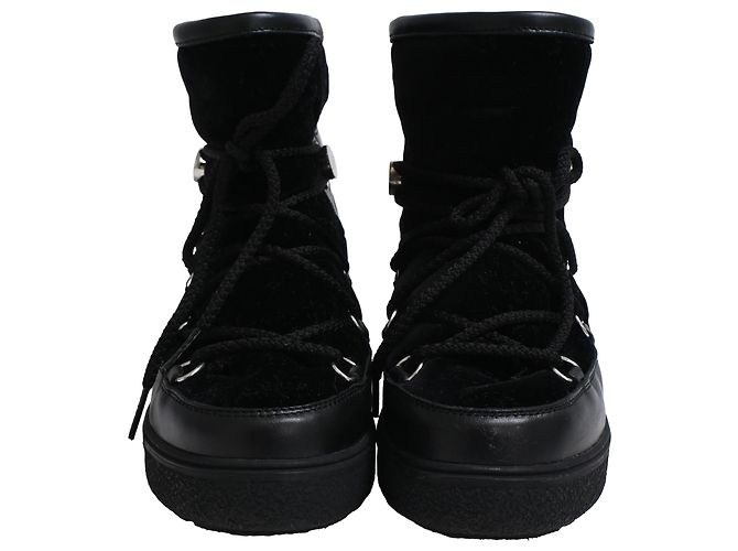 Botas de neve Moncler Stephanie em couro preto - vista 2