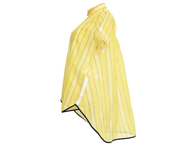Camisa Sacai de rayas de corte holgado en poliéster amarillo - vista 2