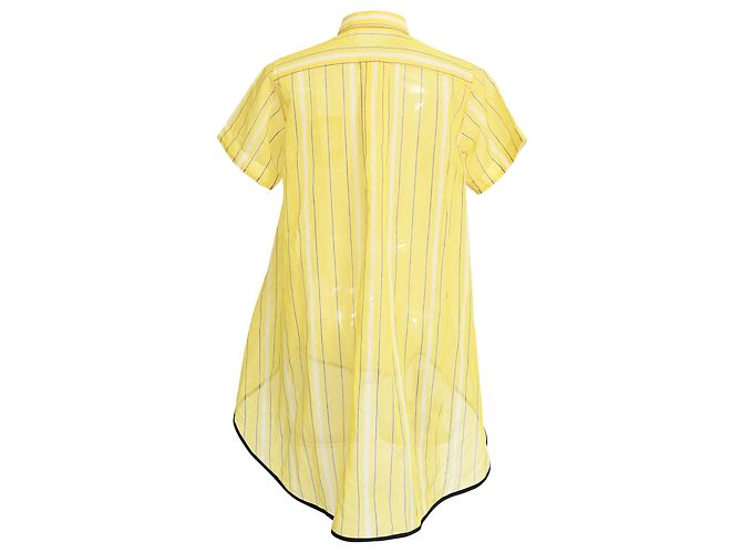Camisa Sacai de rayas de corte holgado en poliéster amarillo - vista 3