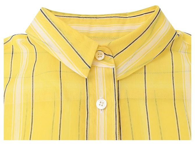 Camisa Sacai de rayas de corte holgado en poliéster amarillo - vista 7