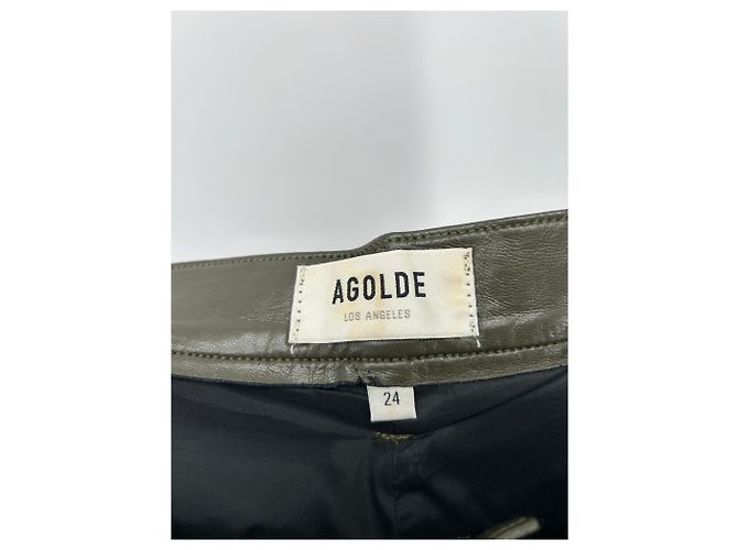 Agolde Pantalones de cuero caqui - vista 3