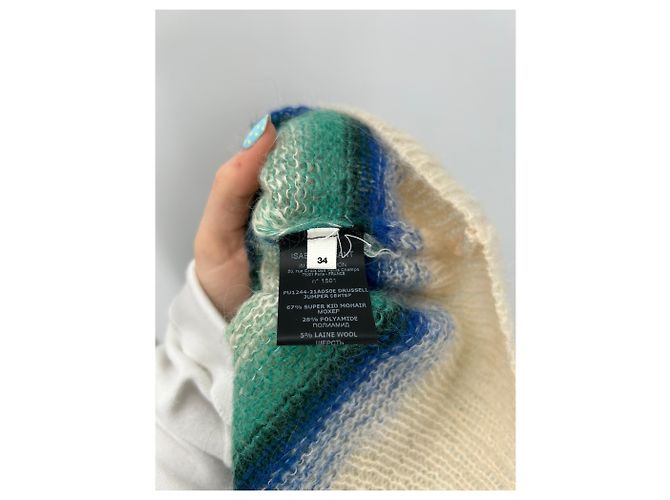 Isabel Marant Etoile Gestrickter Pullover in Creme und Blau gestreift - Ansicht 6