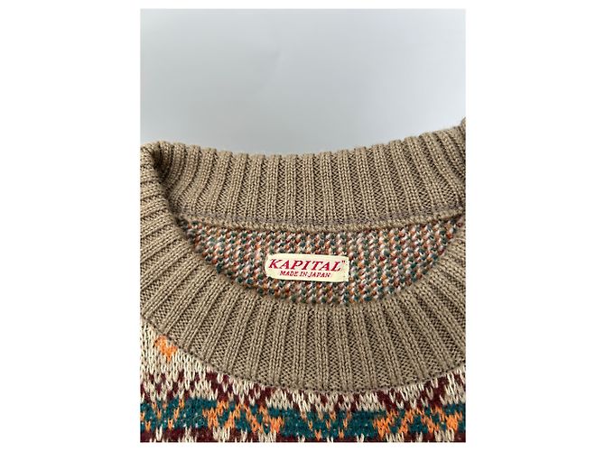 Autre Marque KAPITAL Ärmelloser Wollpullover Beige - Ansicht 5