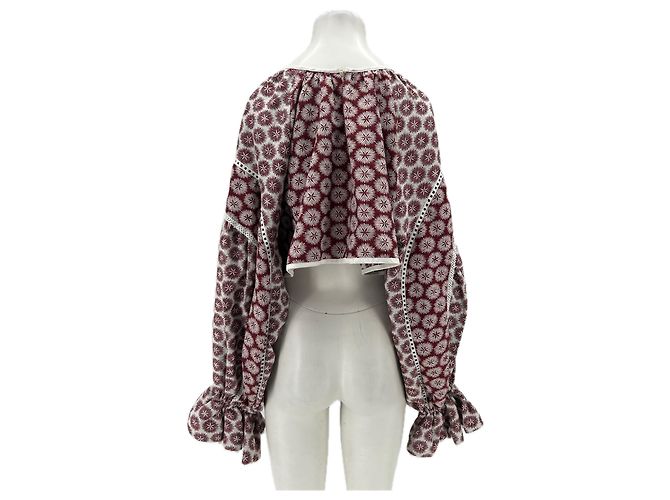 Autre Marque Crop top de manga larga granate con motivos blancos Burdeos - vista 2