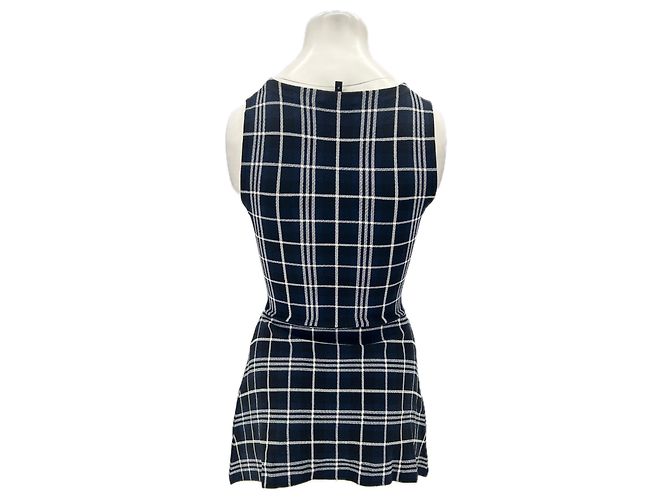Theory Top lungo tartan blu navy e bianco - vista 2