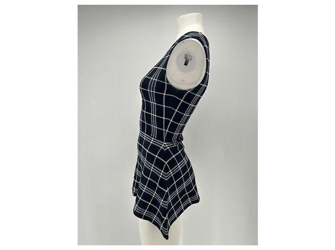Theory Top lungo tartan blu navy e bianco - vista 4