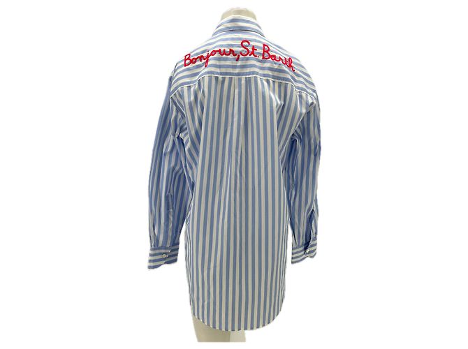 Autre Marque Camisa de rayas azules y blancas, bordado - vista 2