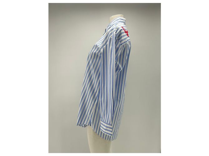 Autre Marque Camisa de rayas azules y blancas, bordado - vista 3
