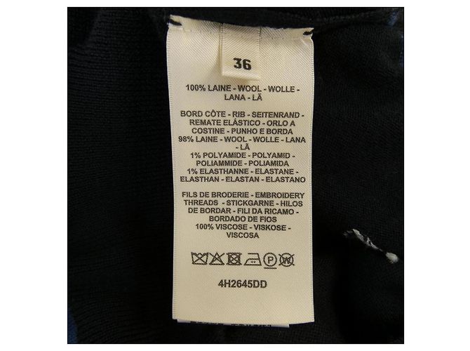 Hermès Hermes Strickware Wolle Knit36 Weiß Blau - Ansicht 3