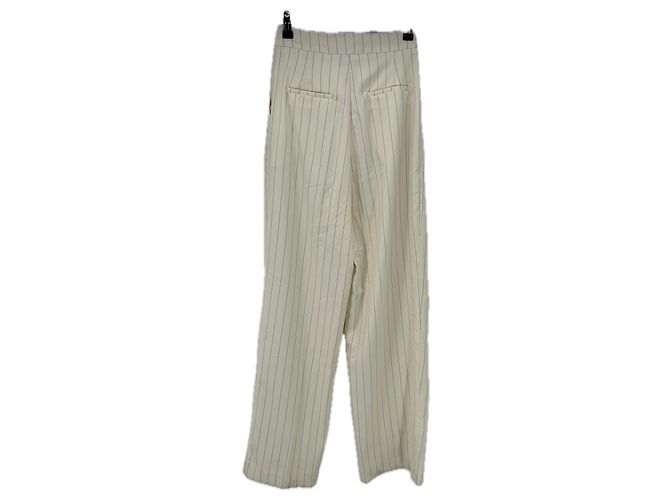 Autre Marque Ecru gestreifte Hose Beige - Ansicht 2