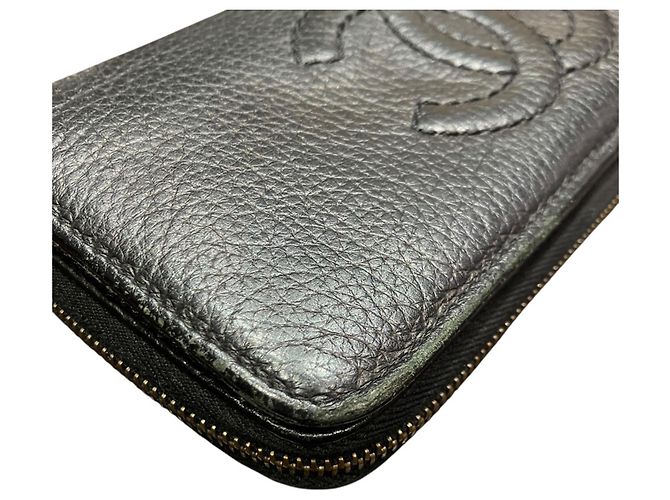 Chanel Long Wallet aus schwarzem Leder - Ansicht 7