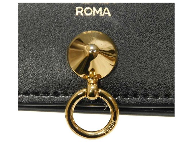 Fendi By The Way Piccolo Portafoglio con Borchie Oro Bi-fold Wallet Nero - vista 20