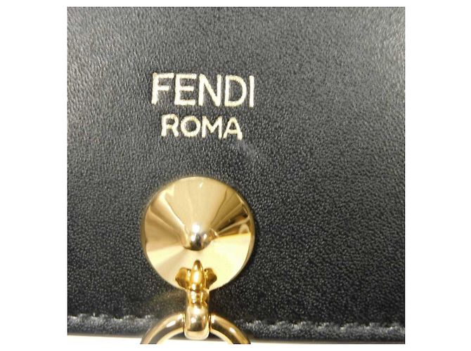 Fendi By The Way Piccolo Portafoglio con Borchie Oro Bi-fold Wallet Nero - vista 21