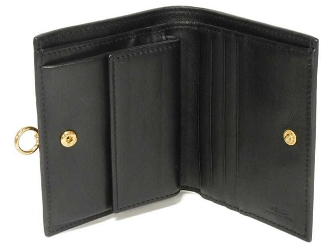 Fendi By The Way Piccolo Portafoglio con Borchie Oro Bi-fold Wallet Nero - vista 5
