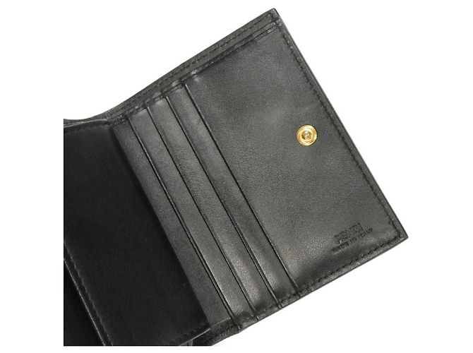 Fendi By The Way Piccolo Portafoglio con Borchie Oro Bi-fold Wallet Nero - vista 6