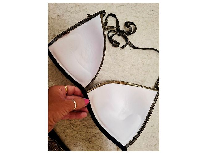 Autre Marque Bikini Triangle Metallizzato Oro D'oro - vista 10