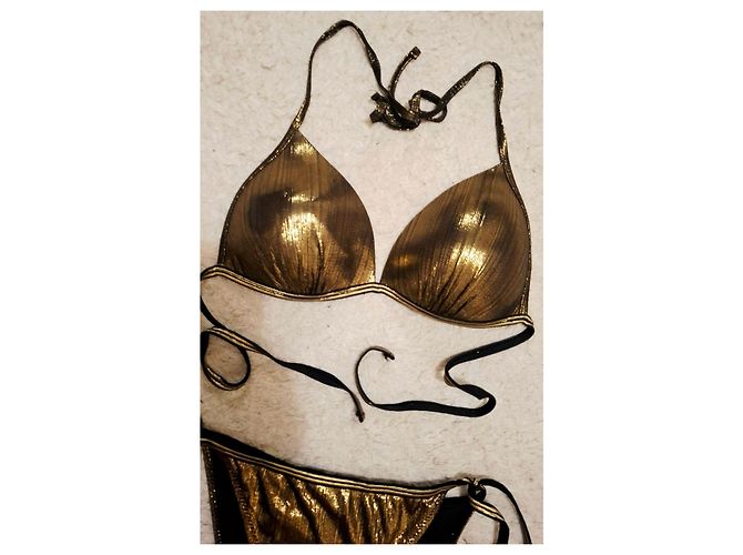 Autre Marque Bikini Triangle Metallizzato Oro D'oro - vista 2