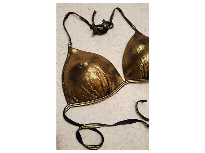 Autre Marque Bikini Triangle Metallizzato Oro D'oro - vista 4