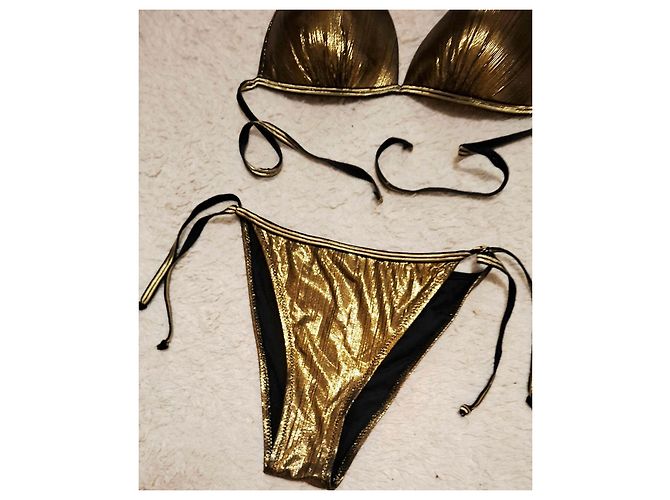Autre Marque Bikini Triangle Metallizzato Oro D'oro - vista 6