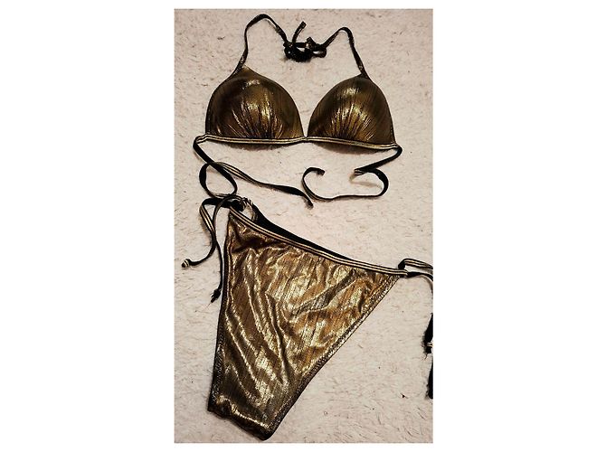 Autre Marque Bikini Triangle Metallizzato Oro D'oro - vista 9