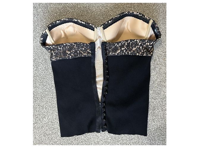 Sportmax Defilé Top bustier corset in pizzo nero Beige - vista 3