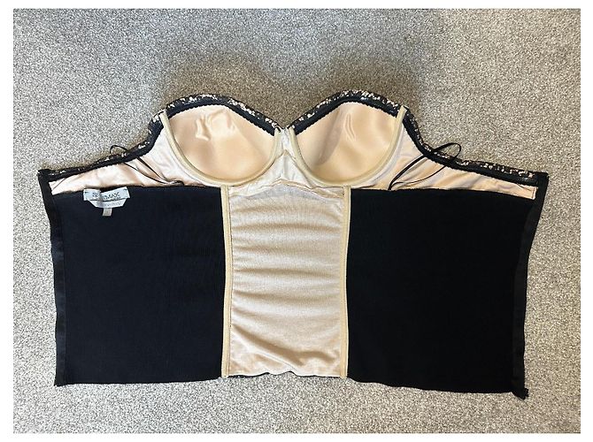 Sportmax Defilé Top bustier corset in pizzo nero Beige - vista 5