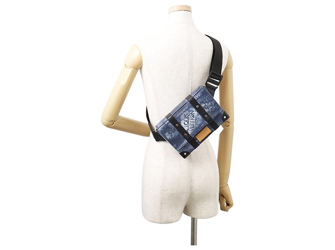 Borsa a tracolla a bauletto Louis Vuitton Damier Salt Leather Blu Damier ebene - vista 5