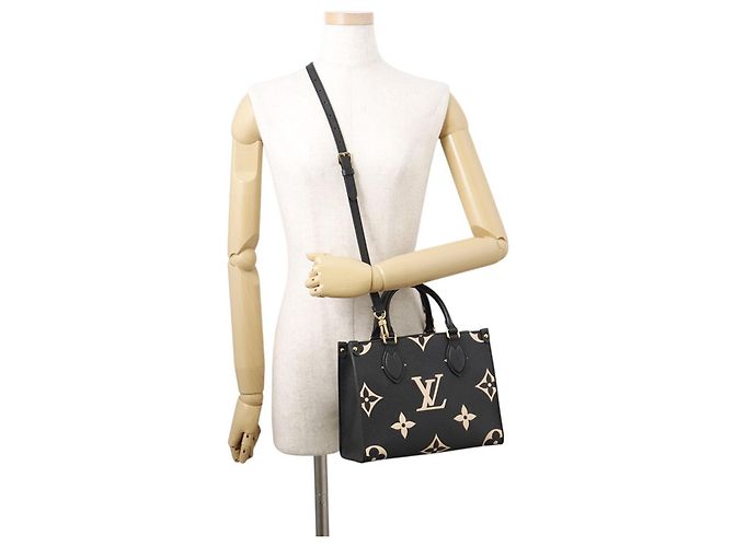 Borsa Tote Louis Vuitton Monogram Empreinte OnTheGo PM Nero Multicolore Beige - vista 5