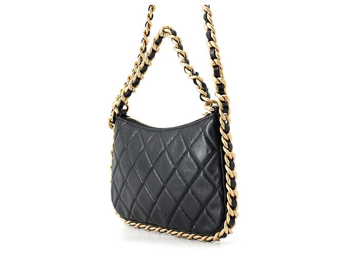 Borsa a tracolla Chanel in agnello con catena Nero - vista 2