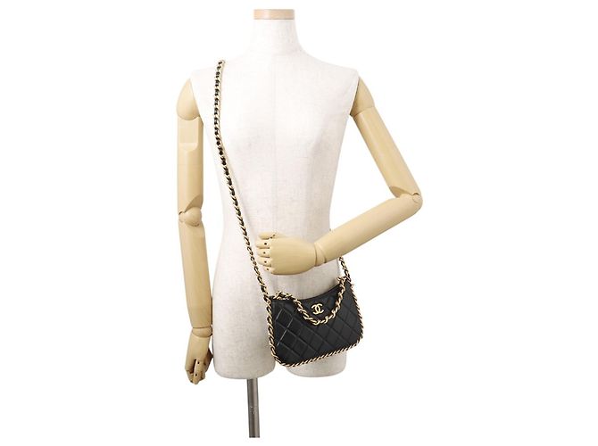 Borsa a tracolla Chanel in agnello con catena Nero - vista 5