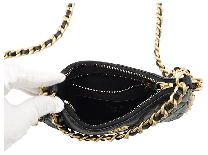 Borsa a tracolla Chanel in agnello con catena Nero - vista 6