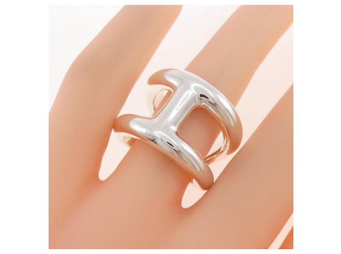 Ring Anello Osmo con fascia larga in argento Hermès - vista 5