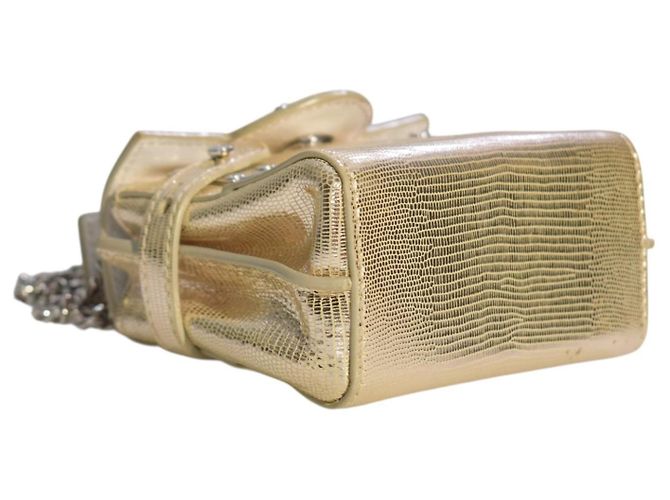 Balmain B-Buzz 23 Mini Borsa a Tracolla Oro Metallizzato Effetto Lucertola D'oro - vista 11