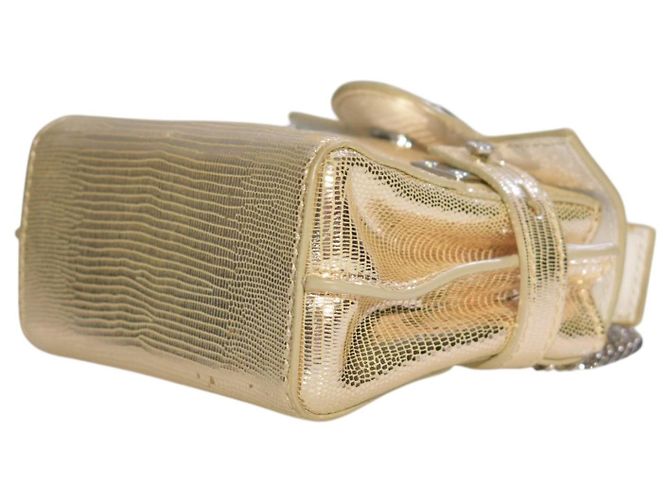 Balmain B-Buzz 23 Mini Borsa a Tracolla Oro Metallizzato Effetto Lucertola D'oro - vista 12