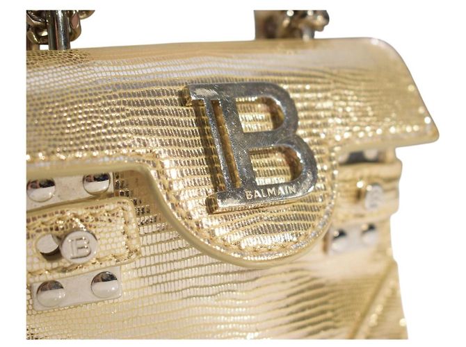 Balmain B-Buzz 23 Mini Borsa a Tracolla Oro Metallizzato Effetto Lucertola D'oro - vista 15